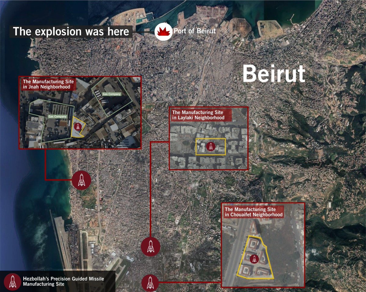 Israeli army aerial photographs and illustrations regarding the Hezbollah sites in Beirut