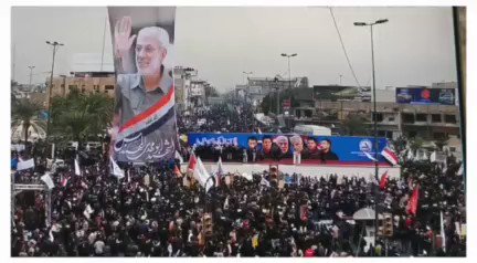 Waves of Iraqis joined the march in Baghdad in memory of Soleimani and Muhandis who were murdered by US bombing near Baghdad airport in 2020