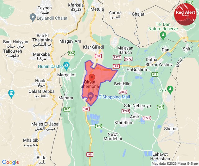 Rocket Sirens sounding in Kiryat Shmona, northern Israel