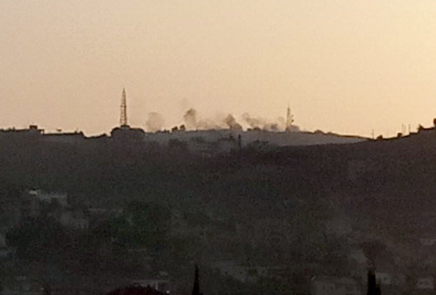 Smoke rises from the Israeli Pranit barracks as it was targeted by artillery shells and missiles