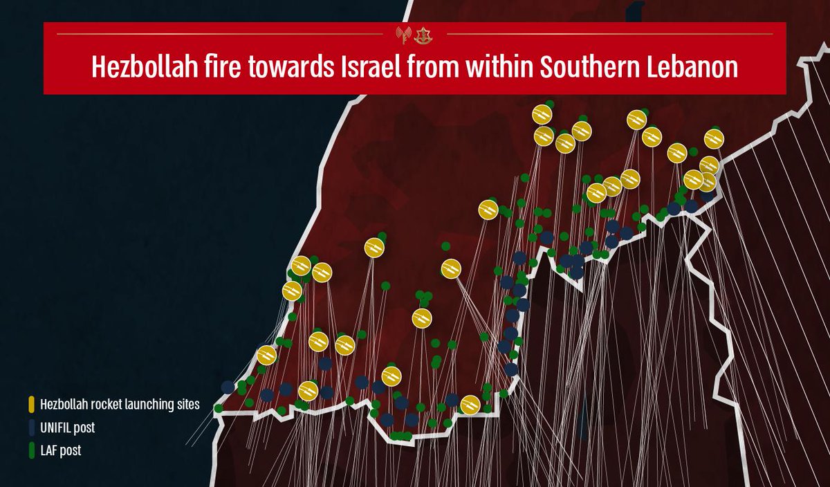 Israeli army publishes a map of Hezbollah fire near LAF and UNIFIL posts in southern Lebanon
