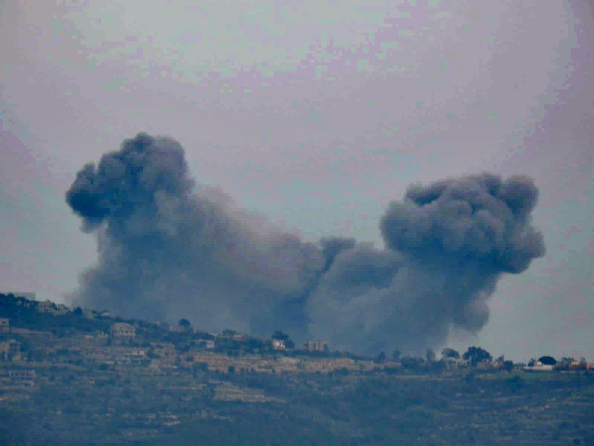 Israeli warplanes launch an air strike with missiles targeting Jabal Balat between Ramiya and Marwahin