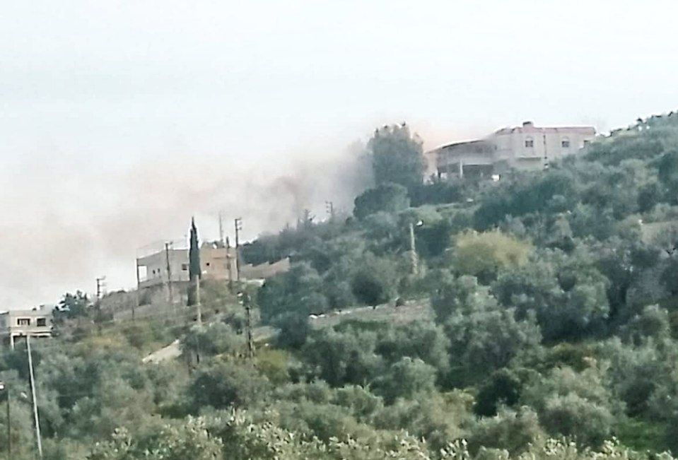 Israeli artillery targets one of the previously targeted houses in the town of Kafr Kila with 6 shells