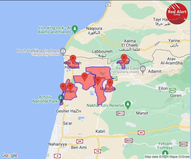 Se informaron numerosas intercepciones de la Cúpula de Hierro sobre Galilea Occidental, en el primer ataque desde el Líbano en más de 48 horas. Las sirenas de cohetes suenan en Galilea Occidental en medio de un aparente bombardeo desde el Líbano. Sería el primer ataque de Hezbolá en más de 48 horas.