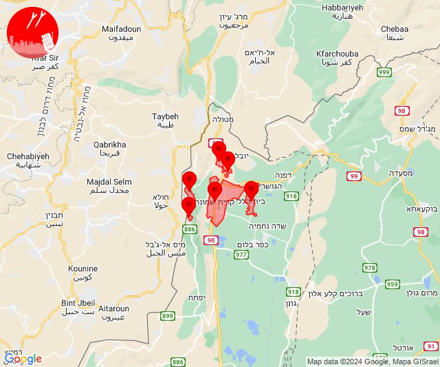 Alertas de ameaça de mísseis na área de Kiryat Shmona