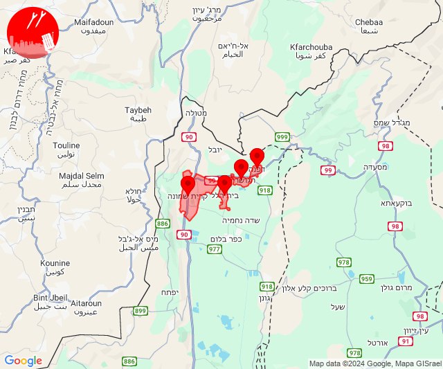 Missile threat alerts in Kiryat Shmona area