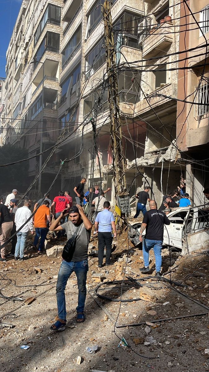 An image purportedly from the scene of the airstrike in Beirut. Lebanese media reports claim that an Israeli F-35 carried out the attack, with two missiles