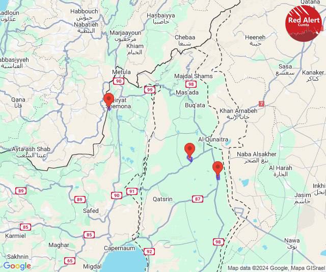 Menara'da ve Alonei Habashan, Ortal'da roket uyarı sirenleri