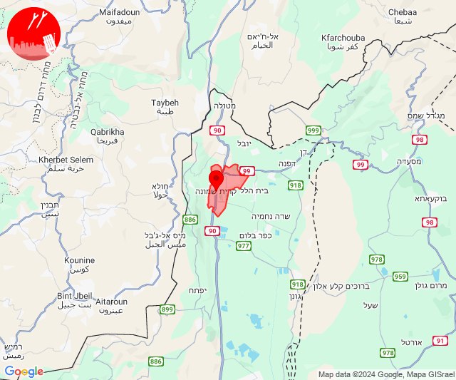 Barragem de foguetes em direção a Kiryat Shmona