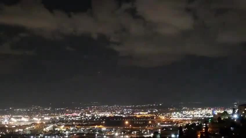 Iron Dome interceptor missiles are seen over northern Israel