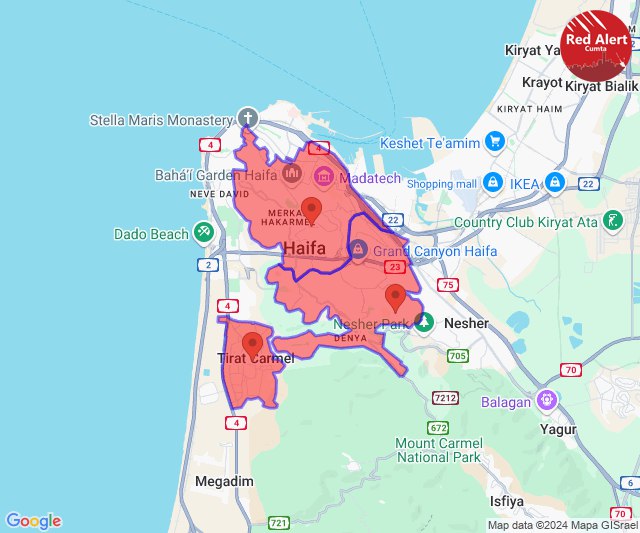 Haifa sob alerta de foguete