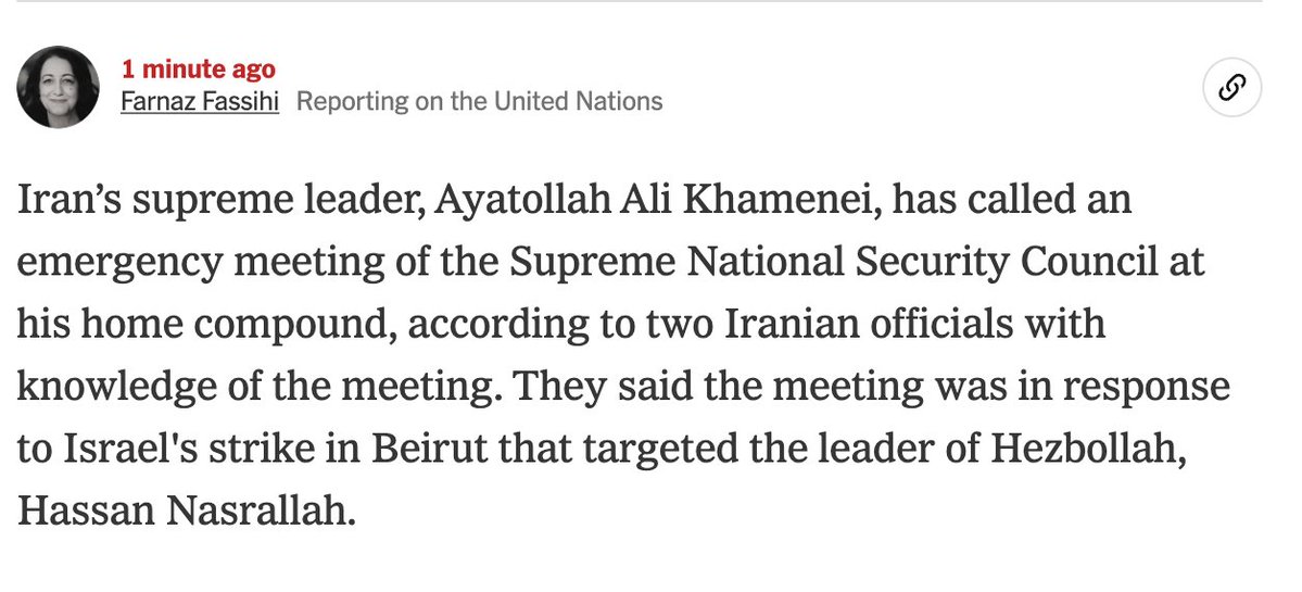 El líder supremo de Irán, el ayatolá Ali Khamenei, ha convocado una reunión de emergencia del Consejo Supremo de Seguridad Nacional en su complejo residencial, según dos funcionarios iraníes con conocimiento de la reunión - NYT