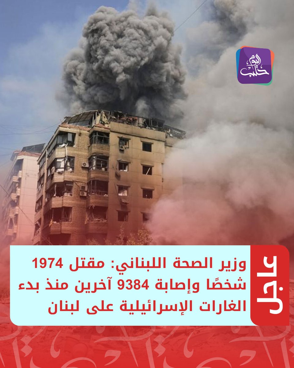 Le ministre libanais de la Santé annonce la mort de 1.974 personnes, dont 127 enfants et 261 femmes, en plus de 9.384 blessés depuis le début des raids israéliens au Liban