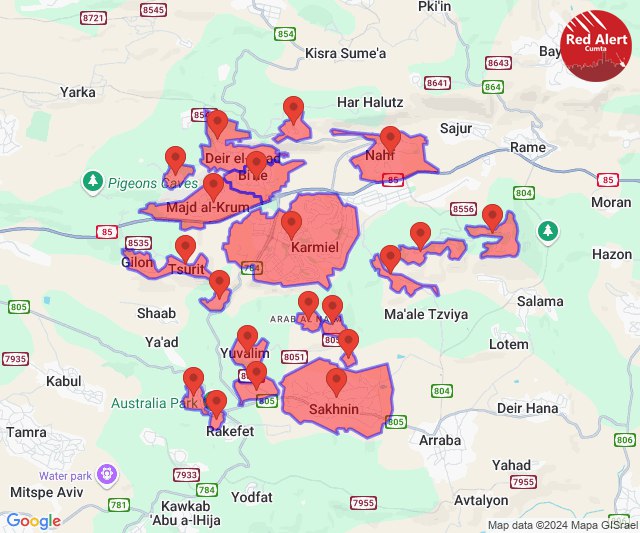 Roketler Celile'nin merkezine doğru ateşlendi