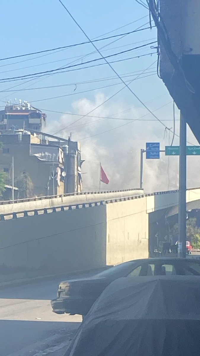 A second raid on the Beirut suburb in less than a quarter of an hour targeted a parking lot between the airport bridge and the Ghobeiry municipality