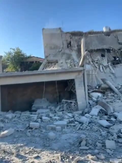 Aftermath of Israeli airstrikes on a residential building in the village of Deir Aames, southern Lebanon.