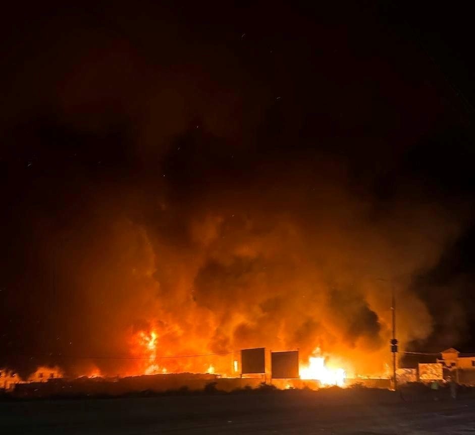 In the picture: The Rayak-Baalbek highway was cut off due to a fire that broke out after the raid