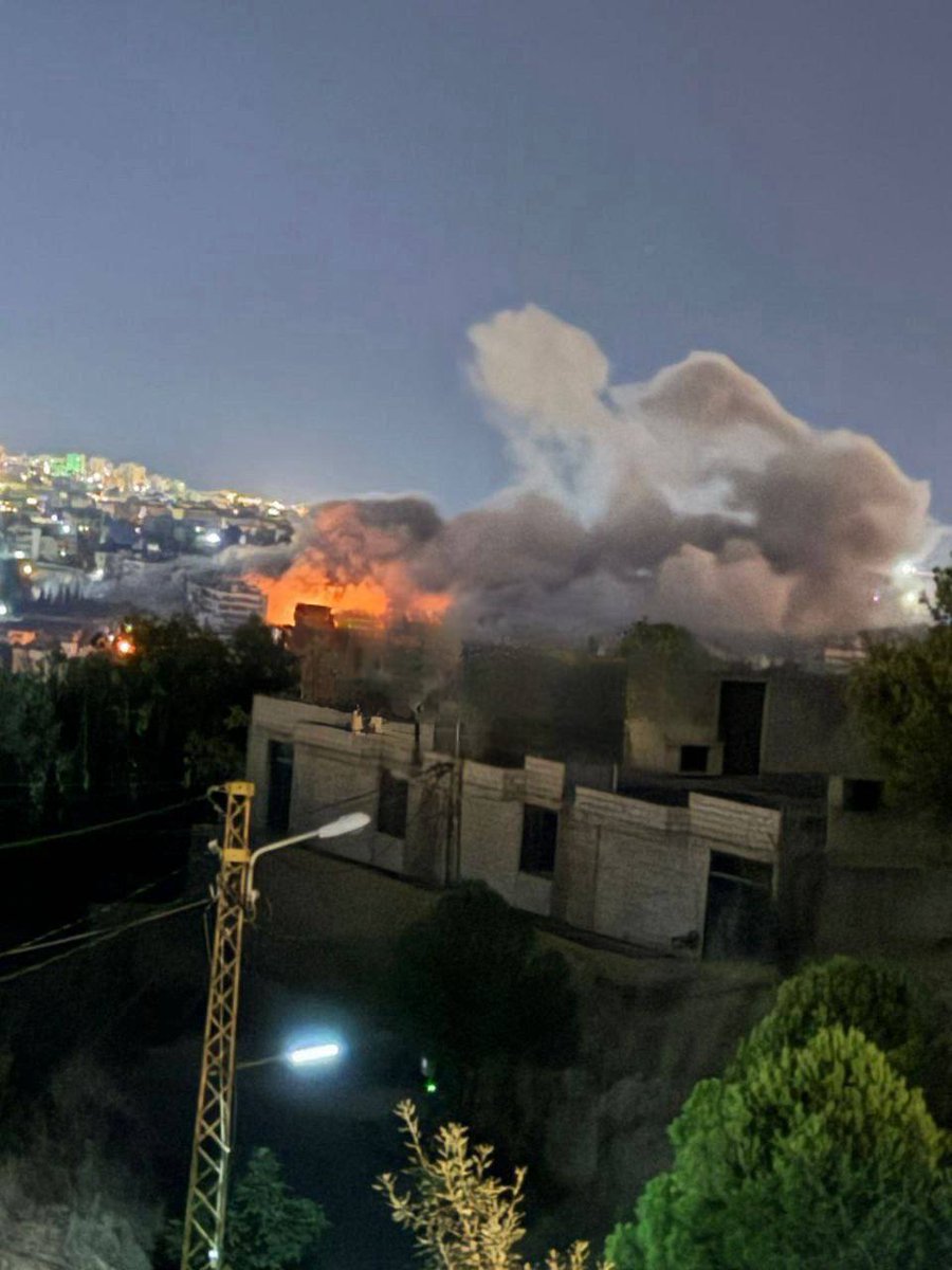 A scene from the raid that targeted the Choueifat Al-Amrousieh area in the southern suburbs of Beirut