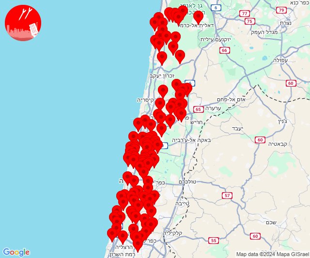 Raketenhagel wurde auf Gebiete nördlich von Tel Aviv abgefeuert