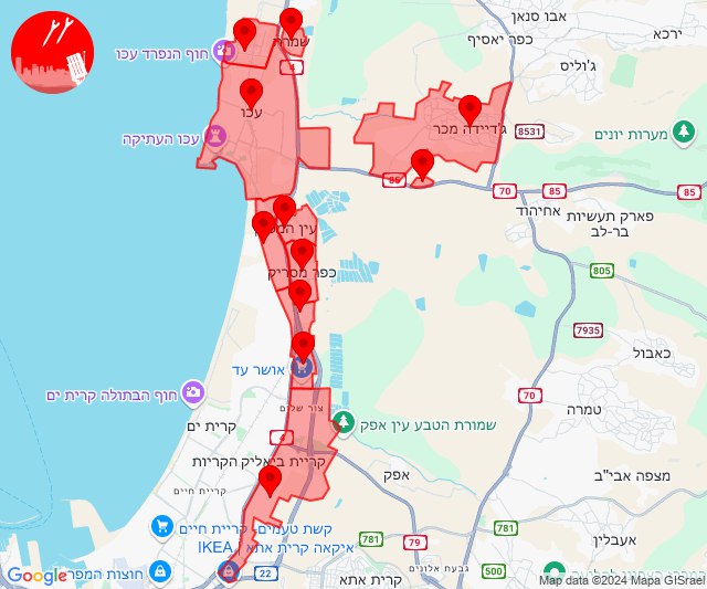 Des roquettes ont été tirées vers la région de la baie de Haïfa