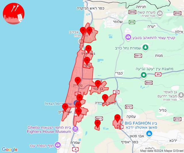 Er werden raketten afgevuurd richting het gebied Nahariya