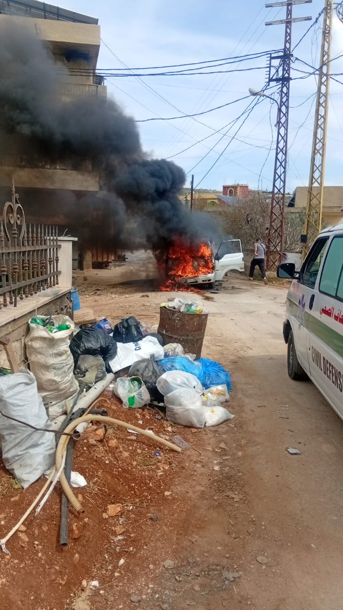 An Israeli airstrike on a car in Yahmar al-Shaqif in Nabatieh District