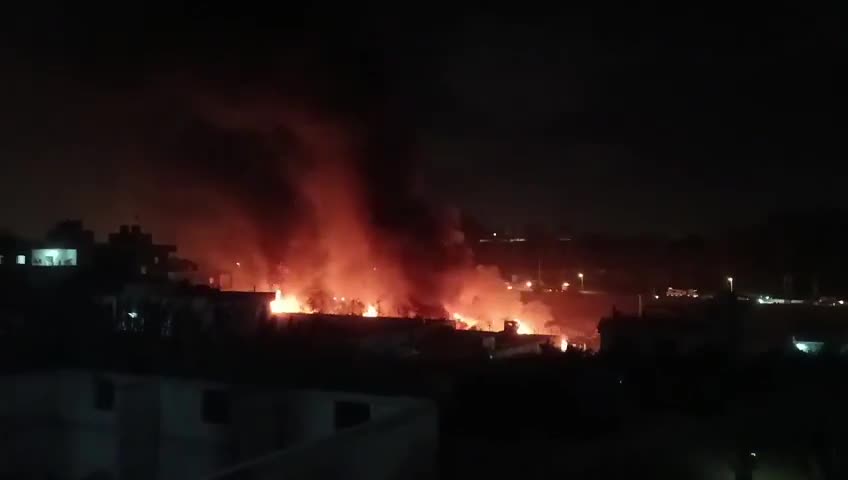 A complex containing bulldozers was targeted in the Ain neighborhood in the town of Ansariya.