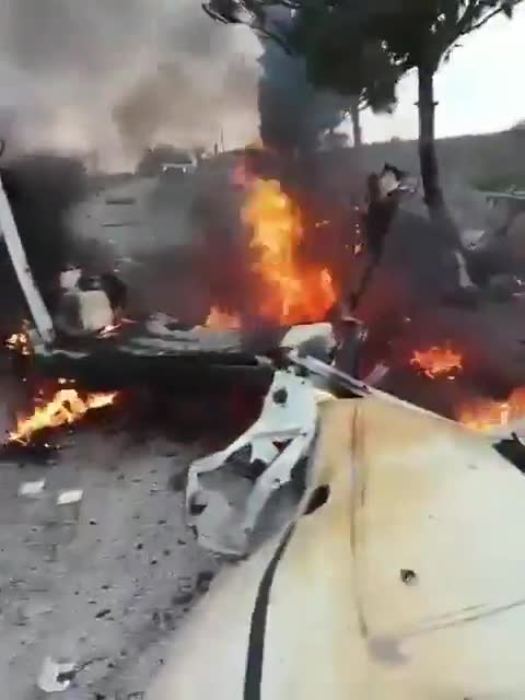 Video: Car burns as a result of the airstrike that targeted a vehicle on the main road between the towns of Markaba and Adaysseh in southern Lebanon.