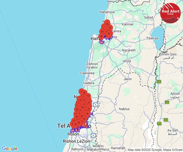 Sirens sounding in Tel Aviv and nesr Haifa following launches from Lebanon
