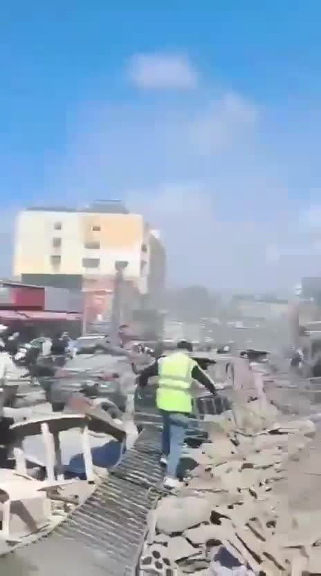 The aftermath of the airstrikes on Al Rehab