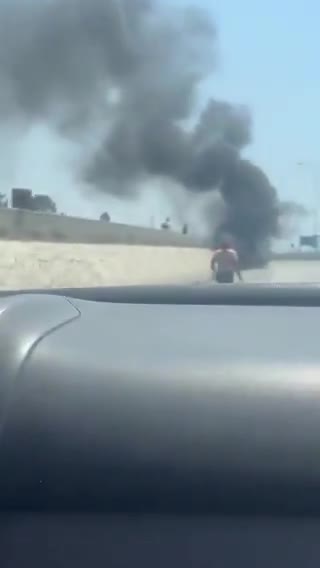 An airstrike targeted a car on the Saadiyat highway.